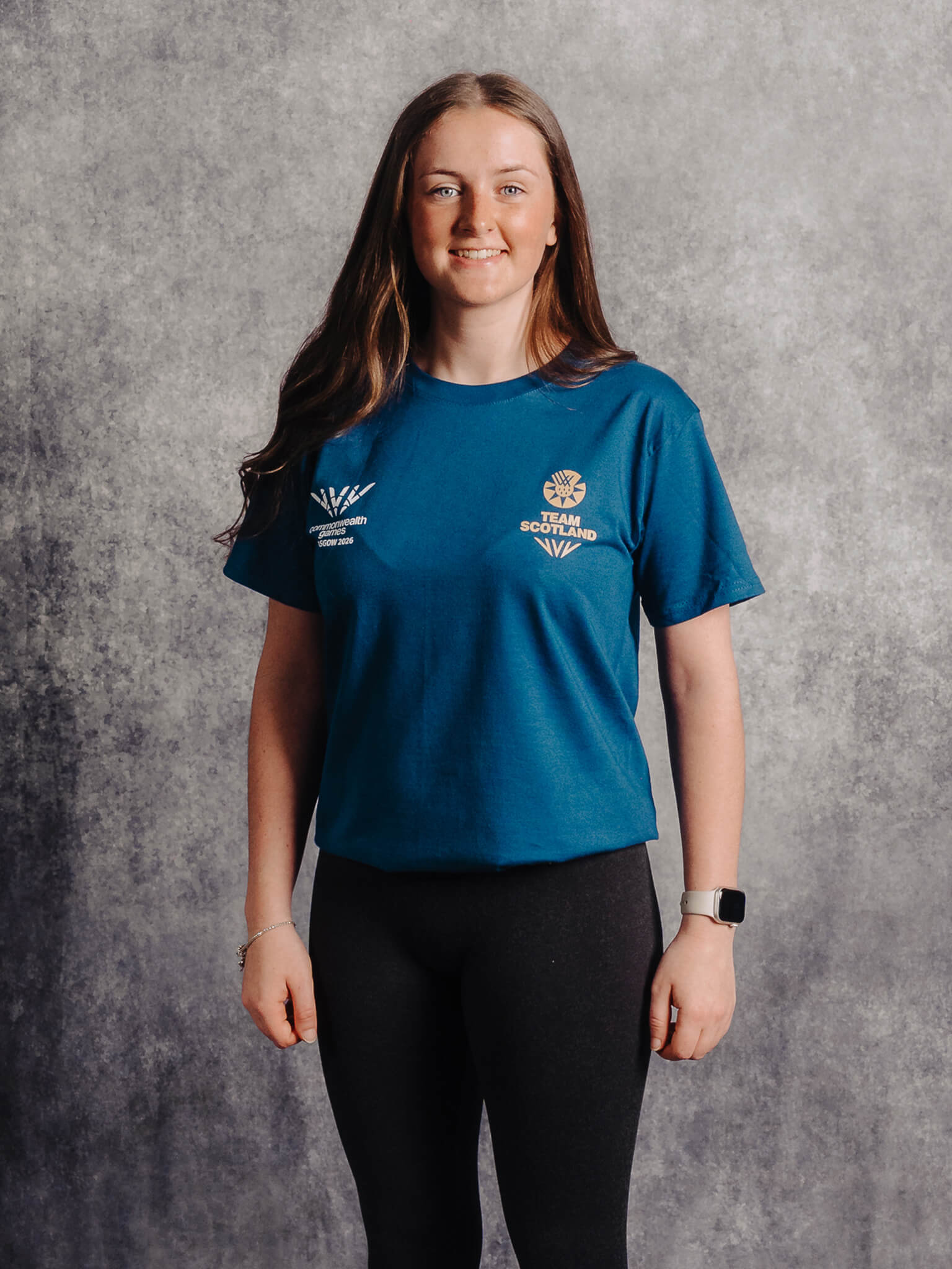Mountain Blue Royal G2026 x Team Scotland T-Shirt worn by athlete Beth Riva
